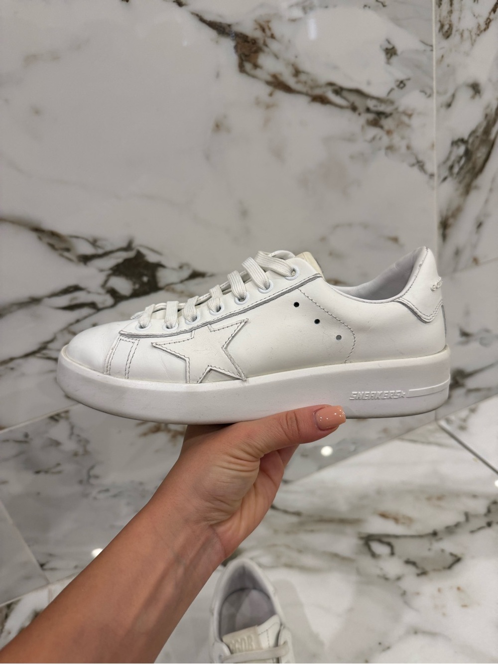 Golden Goode White Leather Pure-Star Accent Sneakers - Picture 6 of 10